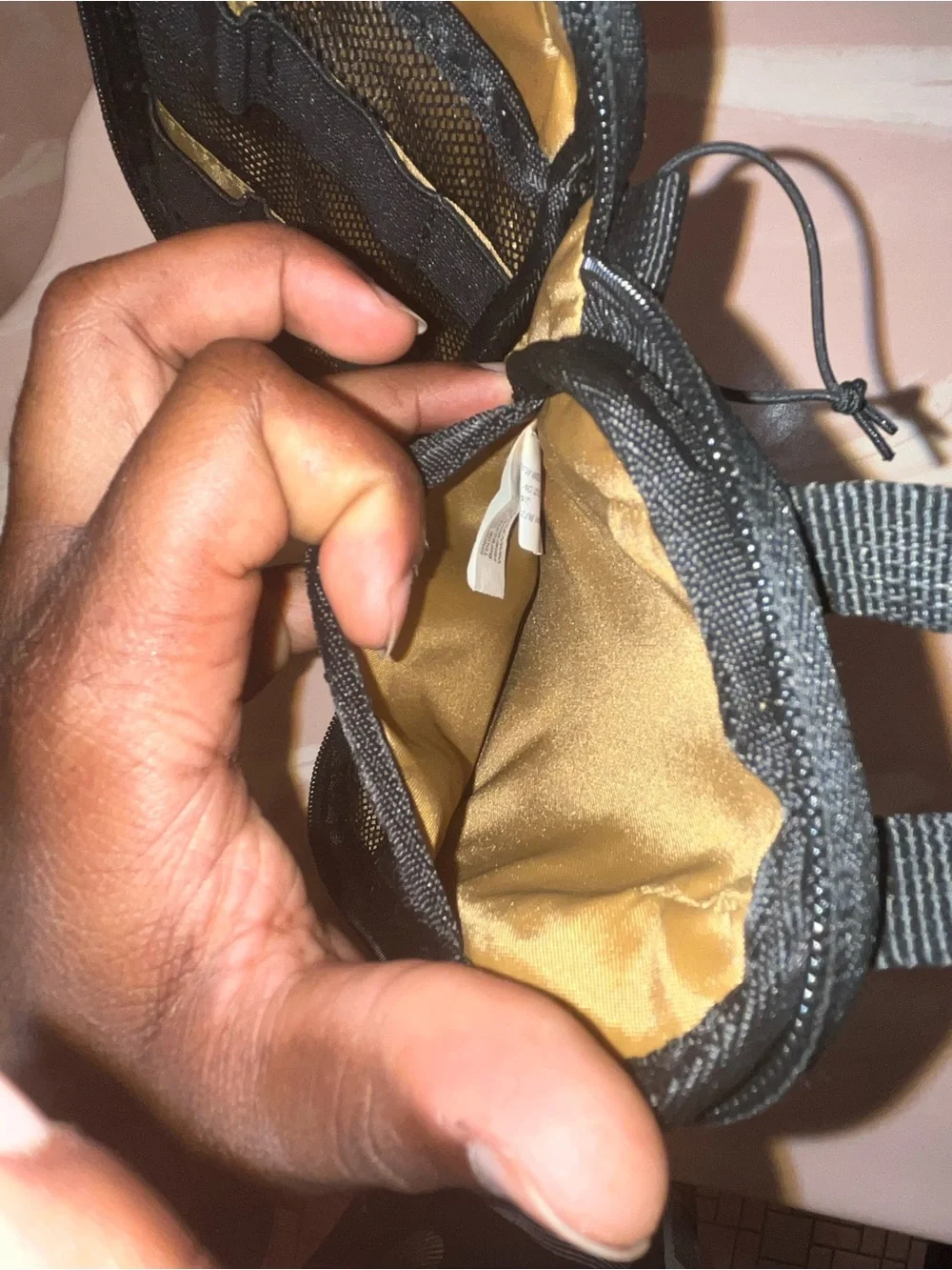 Black Textured Zip Pouch